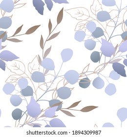 Decorative leaves. Seamless pattern. Vector illustration.