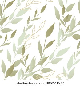 Decorative leaves. Seamless pattern. Vector illustration.