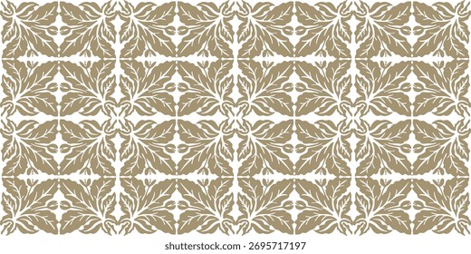 Dekorative Blätter Silhouetten, nahtloses Muster, Retro-Stil, Vektor, goldene Textur, Hintergrund, Tapete, Papier, Umschlag, Stoff