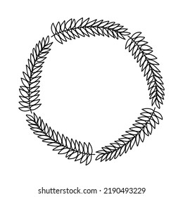 Decorative leaves vector wreath. Round frame.