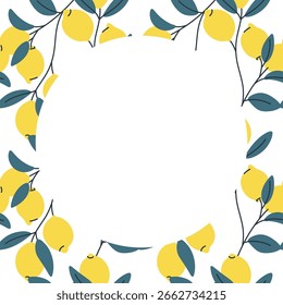 Decorative lemon frame or border for invitations and summer designs