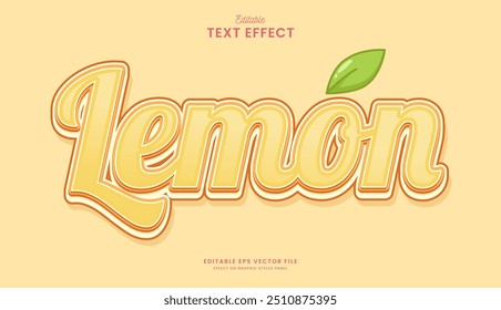 Diseño de efecto de texto editable amarillo limón decorativo