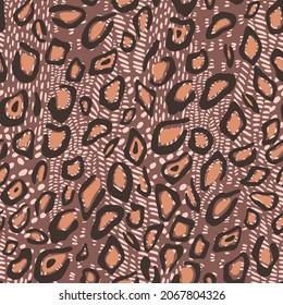 Dekoratives Leopardenmuster. afrikanische Tierhaut druckt Pelztextur Hintergrund. Geometrisches, geometrisches, nahtloses Muster mit gestrichelter Textur.