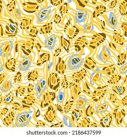 Decorative leopard print design mixed with ripples, lace and maze texture. African animal skin print fur background. Camouflage vector geometric spotted seamless pattern.