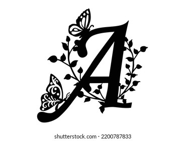 Decorative letter A, svg. paper cut template.instant svg