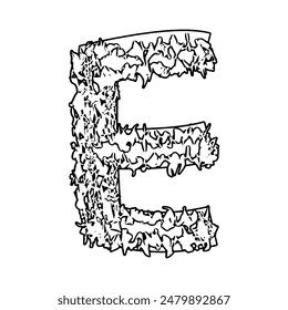 Decorative letter with bizarre neoplasm. Vector font.