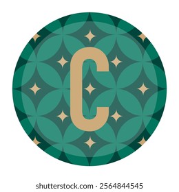 Decorative Letter C with Abstract Green Circle and Geometric Flower Patterns for Stylish and Modern Business Logo Concepts