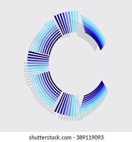 Decorative letter C from blue lines.