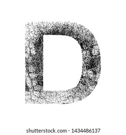 Decorative letter with cracked surface texture.