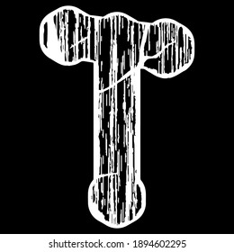 
Decorative letter with cracked surface texture isolated on black background.