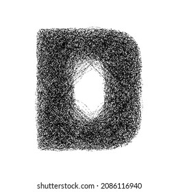 Decorative letter d made of particles isolated on white background. Vector illustration