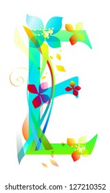 Decorative letter with flowers for design
