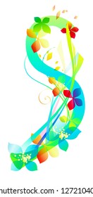 Decorative letter with flowers for design