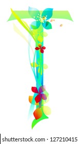 Decorative letter with flowers for design