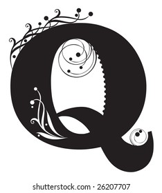 Decorative letter with flowers for design