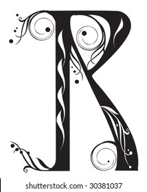 Decorative letter with flowers for design