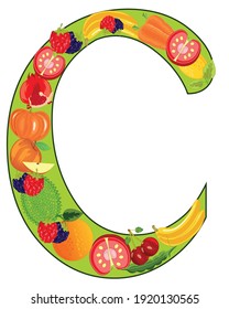 Decorative letter with from fruit and vegetables