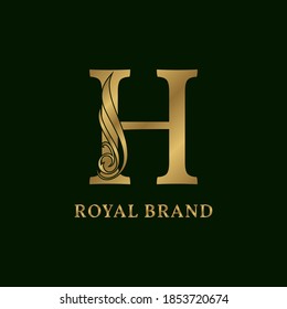 decorative letter H swirl luxurious alphabet for bridal, wedding, beauty care logo, personal branding image, make up artist,eye lash, nail art or any other royal brand and company