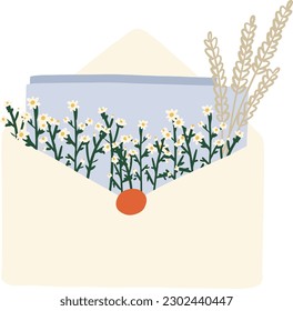 decorative letter and notes illustration 