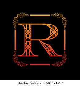 Decorative Letter R Abstract Frame Isolated Stock Vector (Royalty Free ...