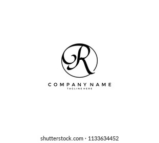 Decorative Letter R Circle Line Logo