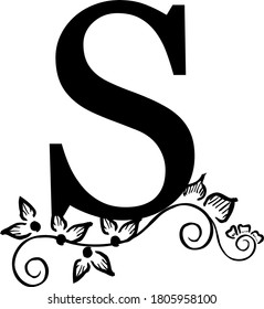 decorative letter S with patterns and flowers