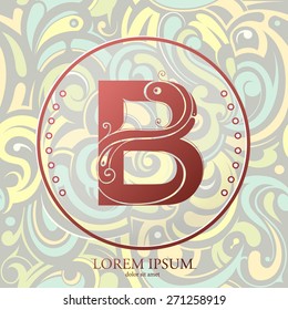 Decorative letter shape as artistic emblem on decorative backdrop. Font B