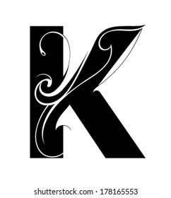 Decorative letter shape. Font K