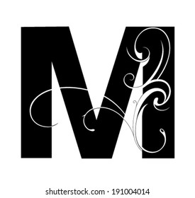 Decorative letter shape. Font M