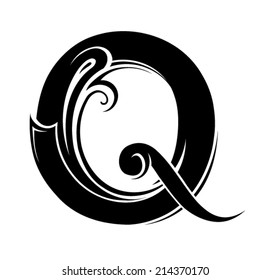 Decorative letter shape. Font Q