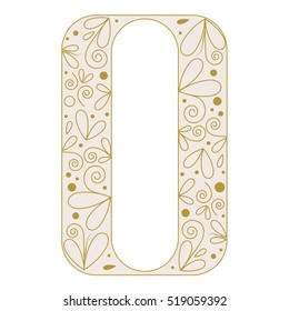 Decorative letter shape. Font type O. Beige colors
