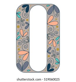 Decorative letter shape. Font type O. multicolors