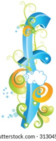 Decorative letter with swirls for design