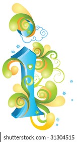 Decorative letter with swirls for design
