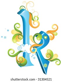 Decorative letter with swirls for design