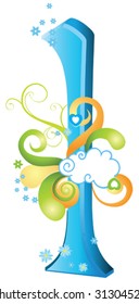 Decorative letter with swirls for design