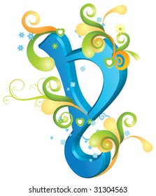 Decorative letter with swirls for design
