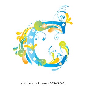 Decorative letter with swirls for design