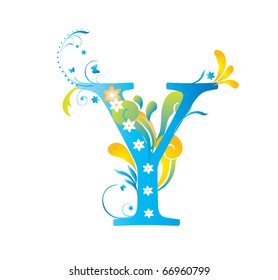 Decorative letter with swirls for design