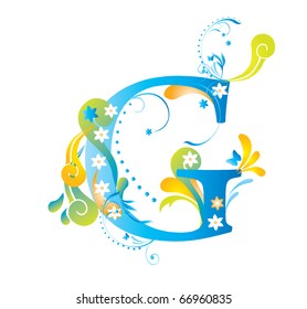 Decorative letter with swirls for design