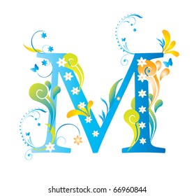 Decorative letter with swirls for design