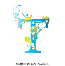 Decorative letter with swirls for design