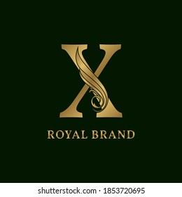 decorative letter X swirl luxurious alphabet for bridal, wedding, beauty care logo, personal branding image, make up artist,eye lash, nail art or any other royal brand and company