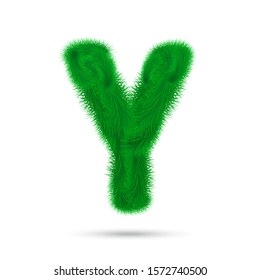 Decorative letter Y of fir tree isolated on white. Christmas and New Year holiday alphabet symbol. Vector font element.