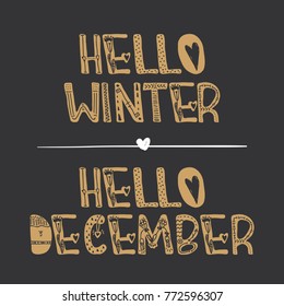 decorative lettering collection "Hello winter and Hello december".