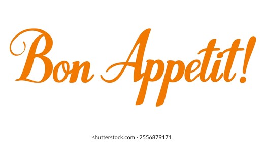 decorative lettering inscription Bon appetit. Vector graphics isolated on transparent background.