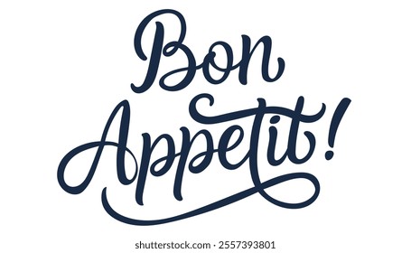 Decorative lettering inscription Bon appetit. Vector graphics isolated on white background.