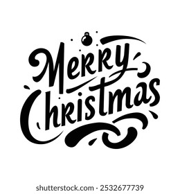 Decorative lettering "Merry Christmas" on white background