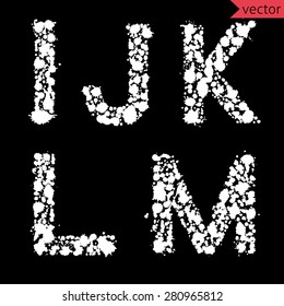 decorative letters I, J, K, L, M made from colorful drops and blots