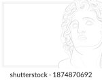 Decorative light background with Alexsander the Great. Grey outline portrait on white background. Vector illustration.
